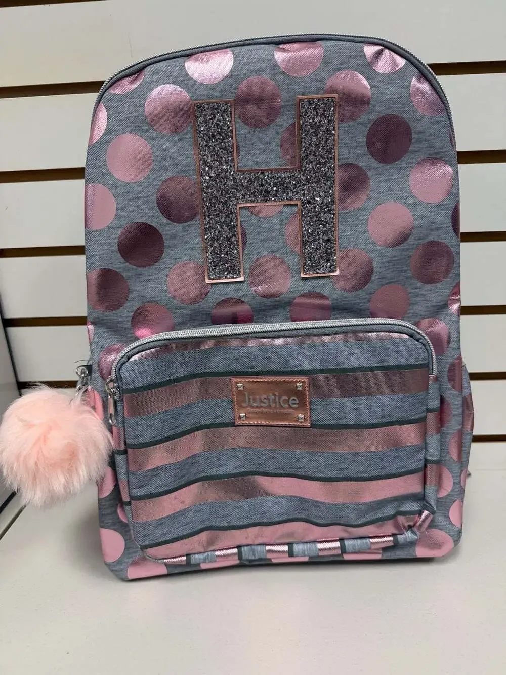 Justice Initial H Rose Gold Foil Backpack + Lunch Bag NWT